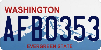 WA license plate AFB0353