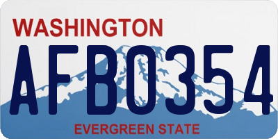WA license plate AFB0354