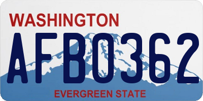 WA license plate AFB0362