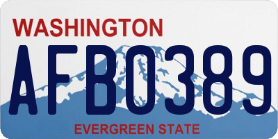 WA license plate AFB0389