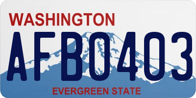 WA license plate AFB0403