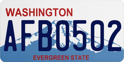 WA license plate AFB0502