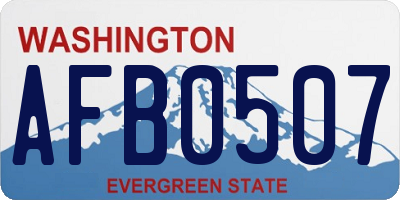 WA license plate AFB0507