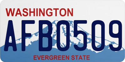 WA license plate AFB0509