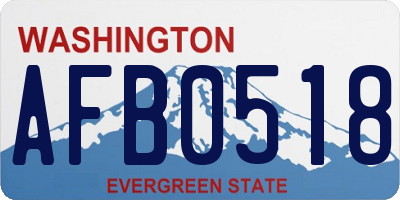 WA license plate AFB0518