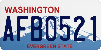 WA license plate AFB0521