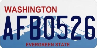 WA license plate AFB0526