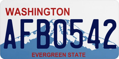 WA license plate AFB0542