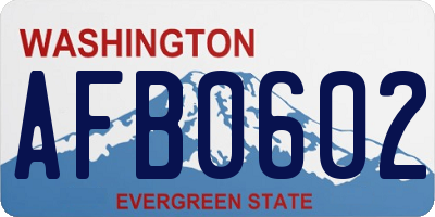 WA license plate AFB0602