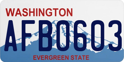 WA license plate AFB0603