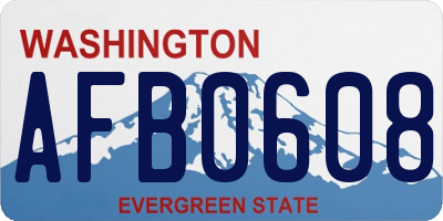 WA license plate AFB0608