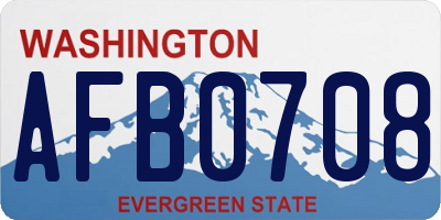 WA license plate AFB0708