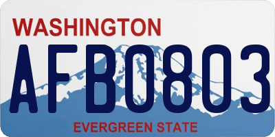 WA license plate AFB0803