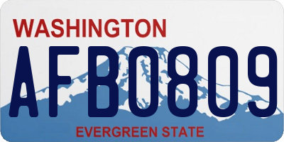 WA license plate AFB0809