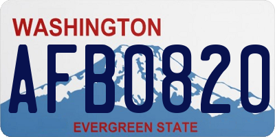 WA license plate AFB0820