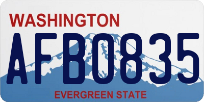 WA license plate AFB0835