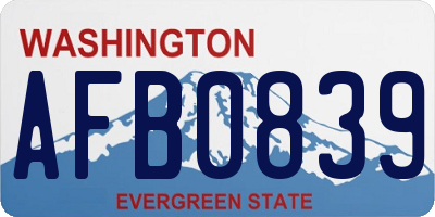 WA license plate AFB0839
