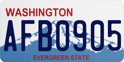 WA license plate AFB0905