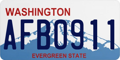 WA license plate AFB0911
