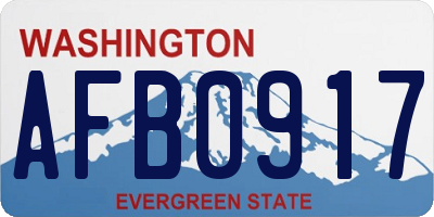 WA license plate AFB0917