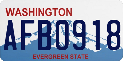 WA license plate AFB0918