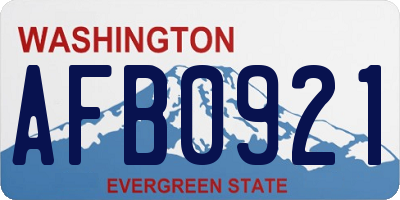 WA license plate AFB0921