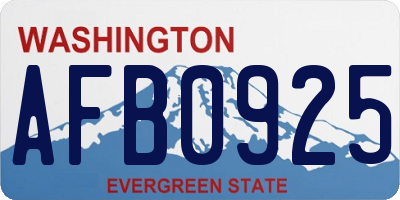 WA license plate AFB0925