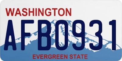 WA license plate AFB0931