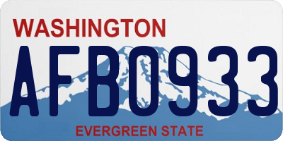 WA license plate AFB0933
