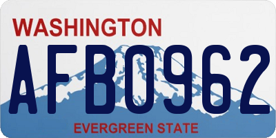 WA license plate AFB0962