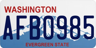 WA license plate AFB0985