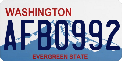 WA license plate AFB0992