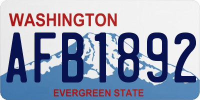 WA license plate AFB1892