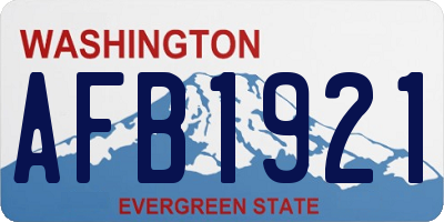 WA license plate AFB1921