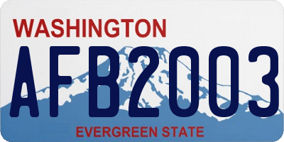 WA license plate AFB2003