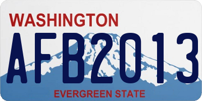 WA license plate AFB2013