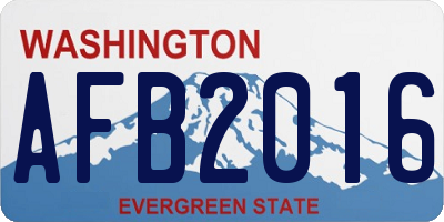 WA license plate AFB2016