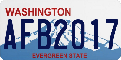 WA license plate AFB2017