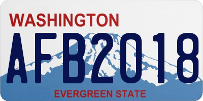 WA license plate AFB2018
