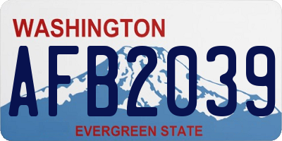 WA license plate AFB2039