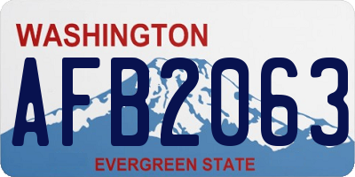 WA license plate AFB2063