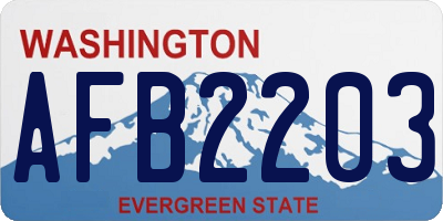 WA license plate AFB2203