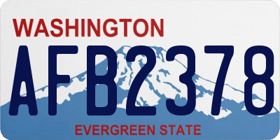 WA license plate AFB2378