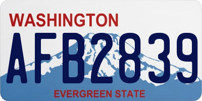 WA license plate AFB2839