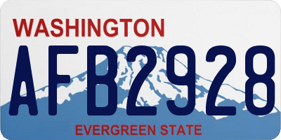 WA license plate AFB2928