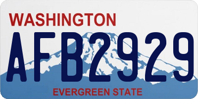 WA license plate AFB2929