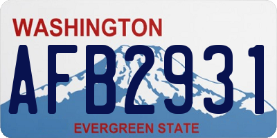 WA license plate AFB2931