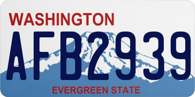 WA license plate AFB2939