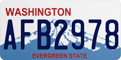 WA license plate AFB2978