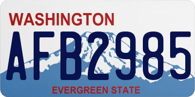 WA license plate AFB2985
